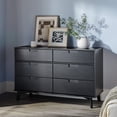 thumbnail image 3 of Walker Edison 33” Mid-Century Modern Groove Handle 6-Drawer Wood Dresser, Black, 3 of 27