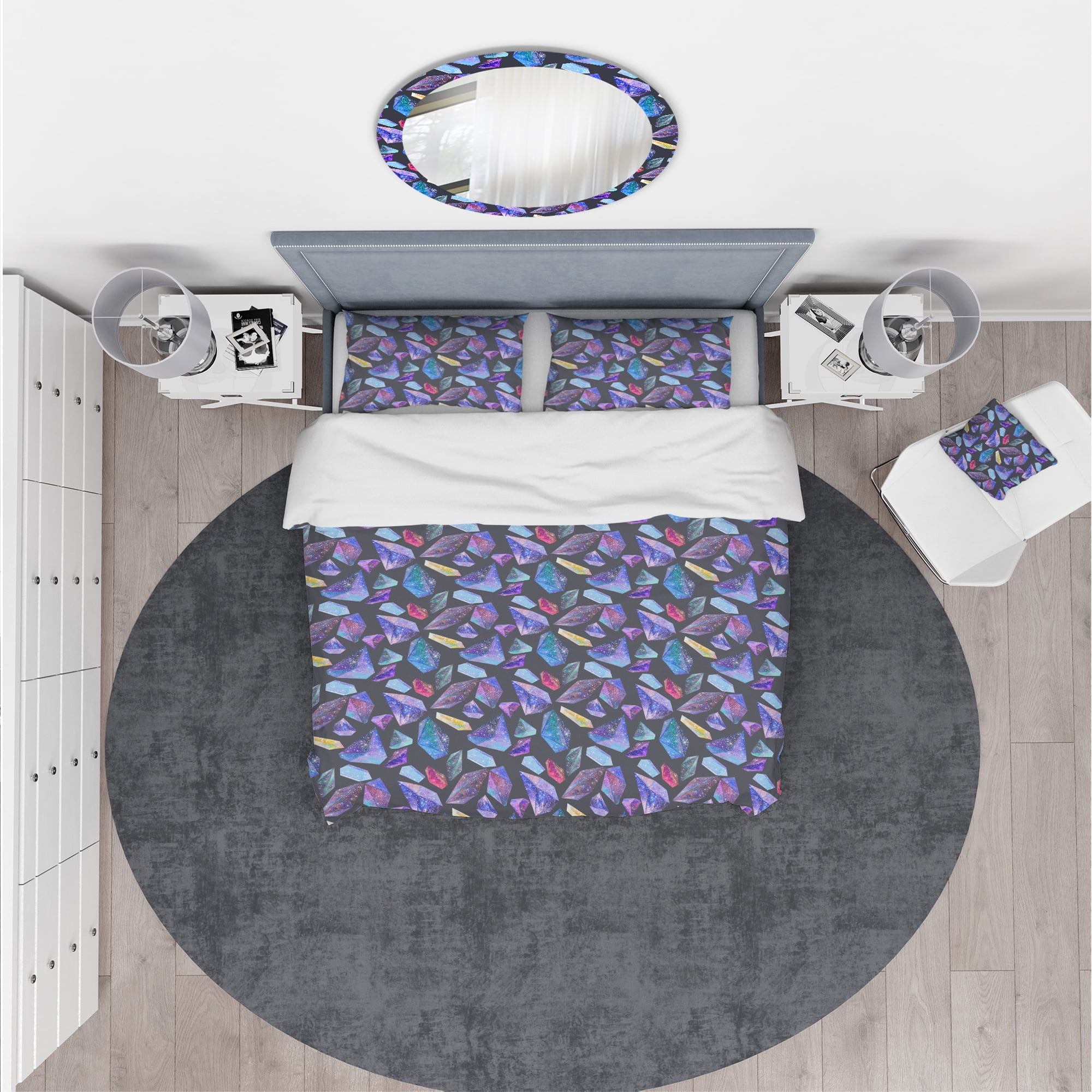 Designart 'Pattern with Watercolor Crystals with Star Sky' Modern & Contemporary Duvet Cover Set