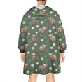 thumbnail image 2 of Green Highland Cow Dinosaur Pattern Wearable Oversized Blanket,Wearable Blanket Hoodie for Adults,Cozy Hooded Blankets with Super Pockets,Super Warm Fuzzy Pullover for Women & Men, 2 of 6