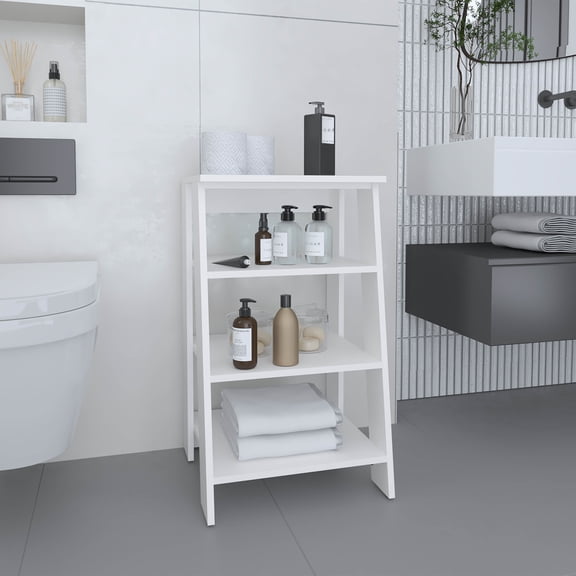 Bathroom Storage Cabinet Linen Cabinet 29.7"H, Four Shelves, Vertical, White,Bathroom Wall Storage