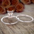 thumbnail image 2 of 1.5 Carat Peach Pink Emerald Cut Morganite Diamond Engagement Ring Wedding Bridal Set 10k White Gold, 2 of 3