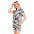 thumbnail image 2 of Women Silk Pajama Sets Causal Outings Fashion Santa's Woodland Friends Pattern Home, 2 of 7