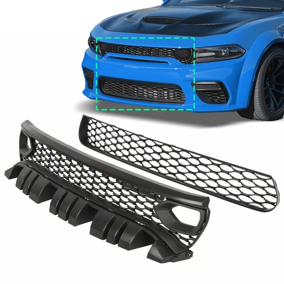 For 2015-21 Dodge Charger RT SCAT PACK SRT Style Front Upper   Lower Grille Kit