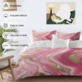 thumbnail image 3 of Pink Gradient Marble Bedding Duvet Cover Set Twin Size 4 Pieces Gold Foil Modern Abstract Bedding Set with Zipper Closure, 1 Comforter Cover 68x86 Inches 1 Flat Sheet & 2 Pillow Cases, 3 of 7