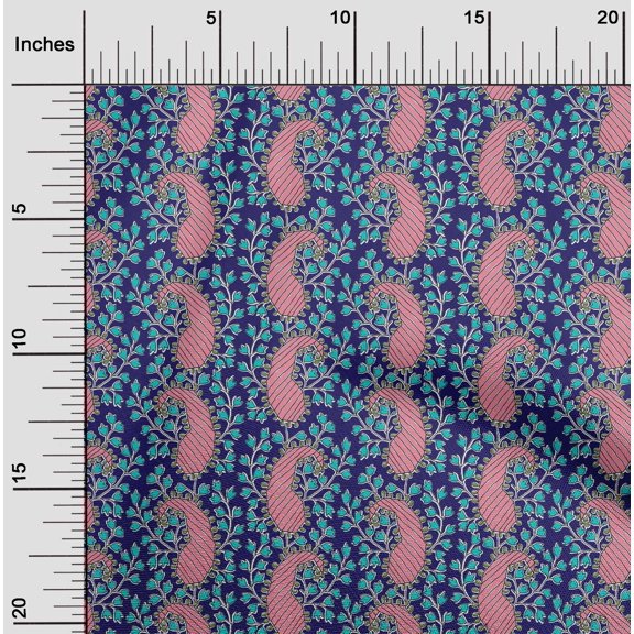 oneOone Cotton Flex Fabric Floral & Paisley Block Print Fabric By The Yard 40 Inch Wide