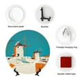 thumbnail image 4 of Disketp Colorful Greek Windmills Ceramic Plate Dinner Plates Bone China Decorative Plates Art Ceramic Ornaments for Wall Hanging Decoration -6in, 4 of 6