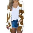 thumbnail image 2 of DDAPJ pyju Womens Lightweight Long Sleeve Cardigans Fall Trendy Cow Print Open Front Cardigan Tops Thin Jackets with Pockets Coffee XXL, 2 of 6