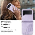 thumbnail image 3 of Allytech Slim PU Leather Case for Galaxy Z Flip 4, 3D Geometric Lattice Luxury Slim Fit Soft Shell Bumper Shockproof Cell Phone Case Cover for Samsung Galaxy Z Flip 4, Purple, 3 of 5