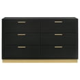 thumbnail image 2 of Caer Dresser, 6 Drawers, Gold Accent Recessed Base, Bar Handles, Black, 2 of 6