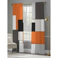 thumbnail image 4 of Burnt Orange Black Sheer Curtains 108 Inch Length 2 Panels Set for Living Room/Bedroom, Modern Abstract Geometric Semi Curtain Sheers Drapes Rod Pocket Curtains Window Treatment Set 52''x108''x2, 4 of 7