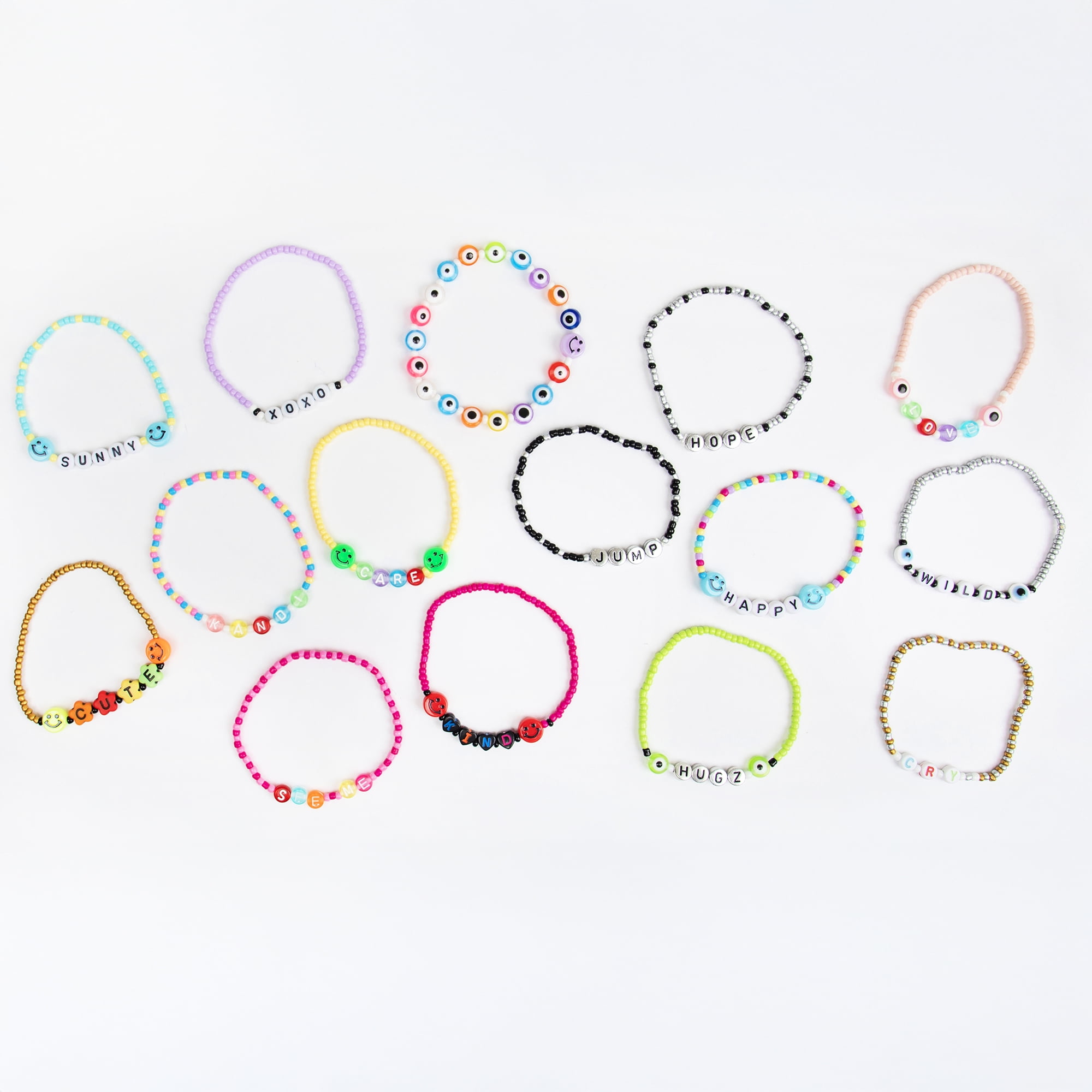 Cousin DIY Bracelet Kit with Seed & Letter Beads and Smiley Faces