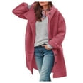 thumbnail image 3 of Stichou Women's Winter Single Breasted Long Wool Coat with Hood Casual Wool Blend Trench Coat Jacket Pink M, 3 of 6