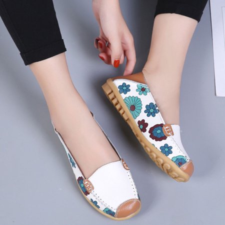 

Women s Sandals Floral Printed Casual Slip on Slides Slippers Shoes Super Soft PU Footbed Anti-Slip Sole for Girls White 37