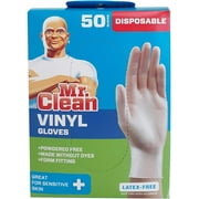 BUTLER HOME PRODUCTS Mr Clean Disposable Vinyl Gloves Latex for Sensivtive Skin, One Size Fits All