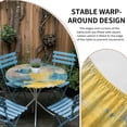 thumbnail image 2 of Blue Yellow Brown Round Tablecloth for 55-60 Inch Tables,Fitted Table Cover with Elastic Edge,Modern Abstract Mottled Oil Painting Waterproof Outdoor Table Cloth Protector for Patio Garden Dinner, 2 of 9