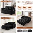 thumbnail image 5 of FFH 65" Futon Sofa Bed with Storage, 3-in-1 Chenille Sleeper Couch with Pull Out Bed, Adjustable Backrest, USB Ports, Table Board for Living Room, Dark Gray, 5 of 8
