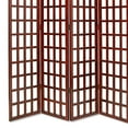 thumbnail image 4 of Wooden 4 Panel Foldable Window Pane Screen with Grid Design, Brown- Saltoro Sherpi, 4 of 5