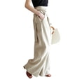 thumbnail image 6 of Celmia Women Casual Wild Asymmetric Waist Wide Leg Pleated Pants, 6 of 7