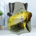 thumbnail image 4 of Car Soft Flannel Fleece Blanket, Retro Style Classic 50s 60s Cuban American Watercolor Big Cosy Car Print Picture, Cozy Plush for Indoor and Outdoor Use, 50" x 70", Sage Green Yellow, by Ambesonne, 4 of 5