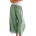thumbnail image 2 of JUUNthy Casual Pants for Womens, Elastic Waist Lace Hem Wide Leg Baggy Fit Lightweight Summer Trousers with Pockets Yellow S, 2 of 13
