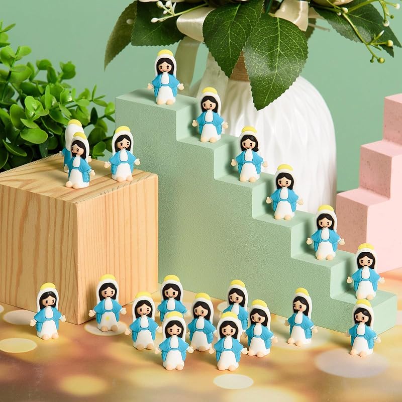 LeeCHee 50 Pcs Little Virgin Mary Figurines Miniature Virgin Mary Doll to Hide and Seek Classic Religious Gifts for Sunday Easter Eggs Stuffers Baptism Gift