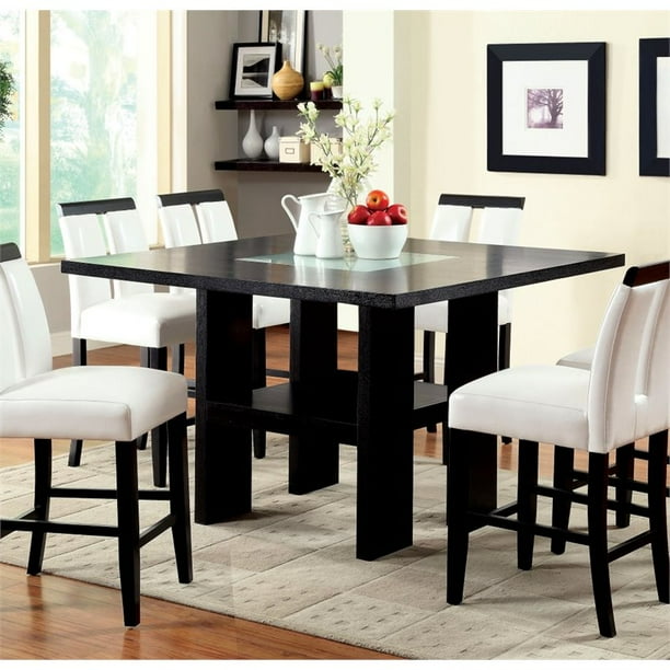 Furniture Of America Jalen Wood Counter Height Led Dining Table In Black Walmart Com Walmart Com