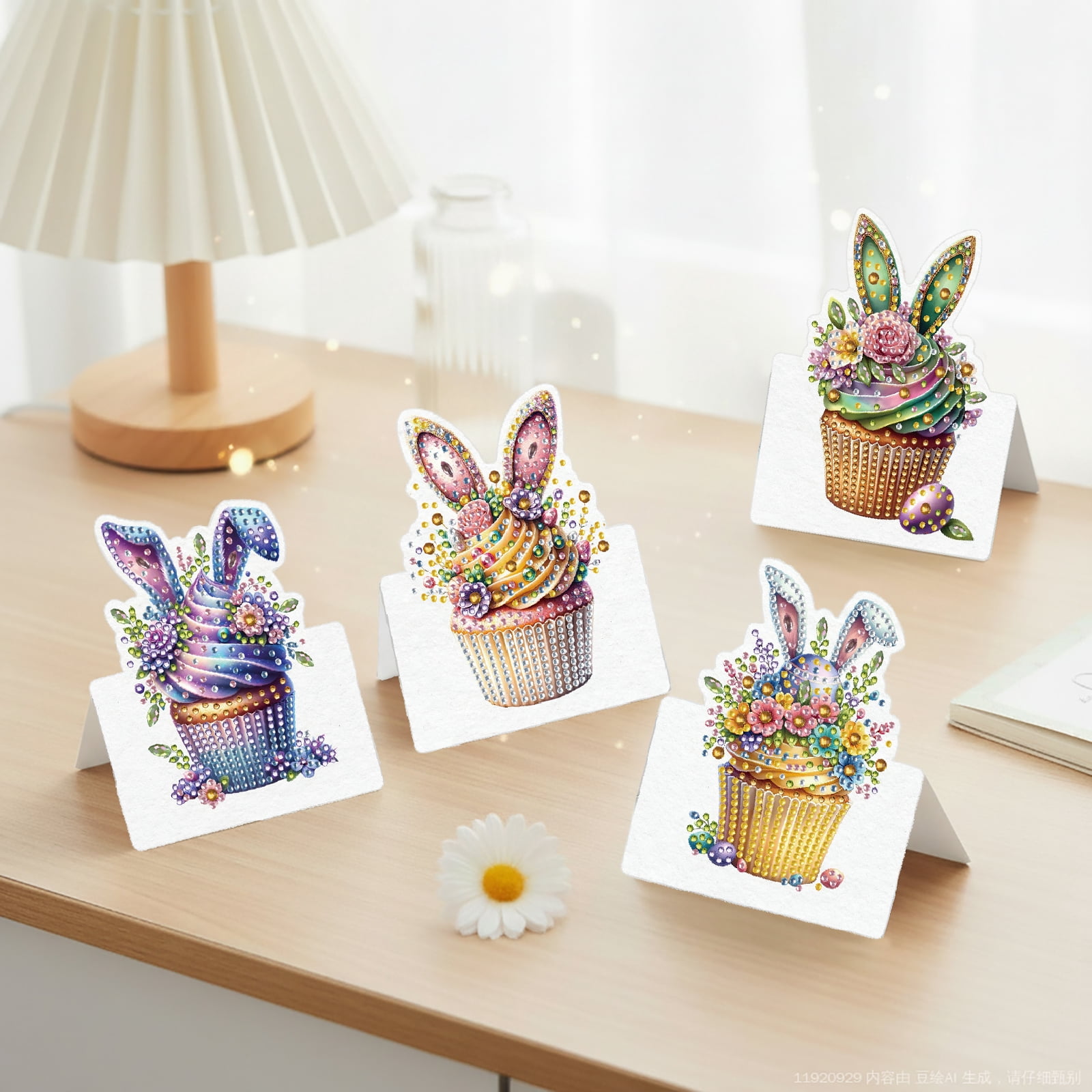 FLOPESN 12Pcs Easter Foldable Greeting Card set,DIY Diamond Art Painting with White Envelopes for Festival Holiday
