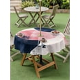thumbnail image 5 of Outdoor Tablecloth with Umbrella Hole Zipper Navy Blue Pink Abstract Art Round Tablecloth 60" Waterproof Outside Table Cloth Modern Luxury Geometric Patio Table Cover Tablecloths for Picnic Party, 5 of 8