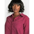 thumbnail image 4 of Rebdolls Women's Plus Long Sleeve Corduroy Button Down Blouse - Burgundy - 3X, 4 of 5