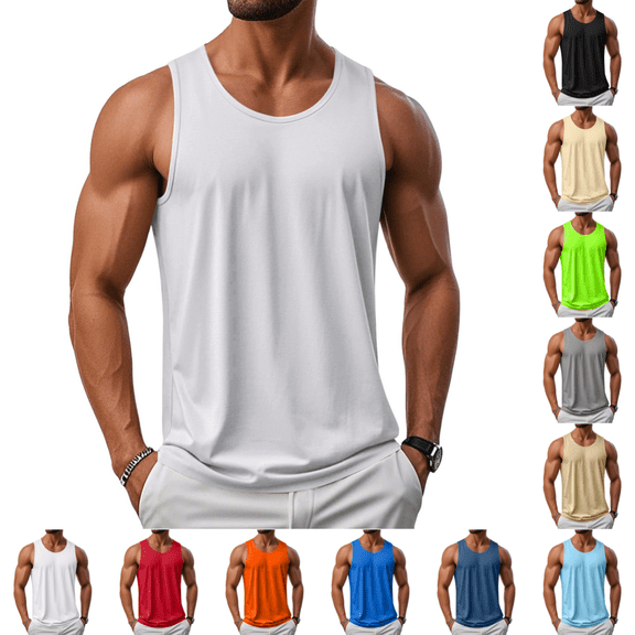 Men's Sleeveless Shirt Quick Dry Workout Tank Top Gym Muscle Moisture Wicking T Shirts Gym Sport Athletic Tanks Light Purple M