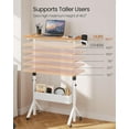 thumbnail image 5 of Kyspho Mobile Standing Desk with Wheels, Adjustable Height 28.3″ to 46.3″, Rolling Laptop Cart with Cup Holder, Storage Basket, Computer & Pen Slot, Home Office Stand Up Desk, Light Vintage Brown, 5 of 5