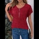 thumbnail image 4 of Blusas de Talla Grande para Mujer, Túnicas de Corta con Cremallera de 1/4, Color Rojo Vino M, 4 of 6