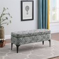 thumbnail image 2 of HomePop 17.5" Large Tribal Pattern Modern Fabric Storage Bench in Gray, 2 of 12