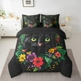 thumbnail image 2 of Castle Fairy Kids Teens Adults Kawaii Black Cat Bedding Comforter Set 7 Pieces,Chic Floral Flowers Full Bedding Set Lightweight,Vintage Aesthetics Fitted Sheet Flat Sheet,Ultra Soft Home Decor, 2 of 8