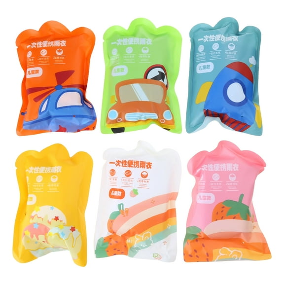 7pcs/set Disposables Raincoats Unisex Children Portable Rain Ponchos Travel Rain Coats Outdoor Use