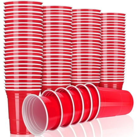 100 Stück Partybecher Set Mehrweg Becher,Wiederverwendbare Trinkbecher,480 ml 16oz Getränkebecher Red Cups,Rote Party Becher für Partys Hochzeit Geburtstag Picknicks Camping