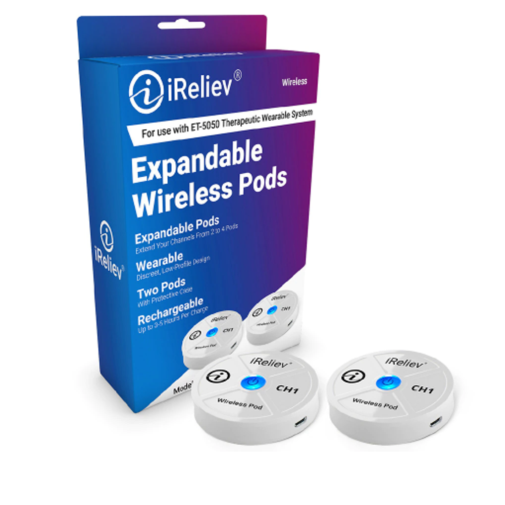 iReliev Expandable Wireless Receiver Pods, TENS + EMS Program, Comes