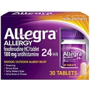 Allegra Allergy Relief Fexofenadine 180mg Antihistamine, 30 Tabs, 4-Pack