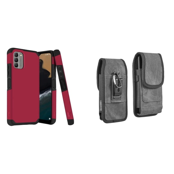 MK Armor Case for Nokia G400 5G and Vertical Rugged Belt Holster - Magenta