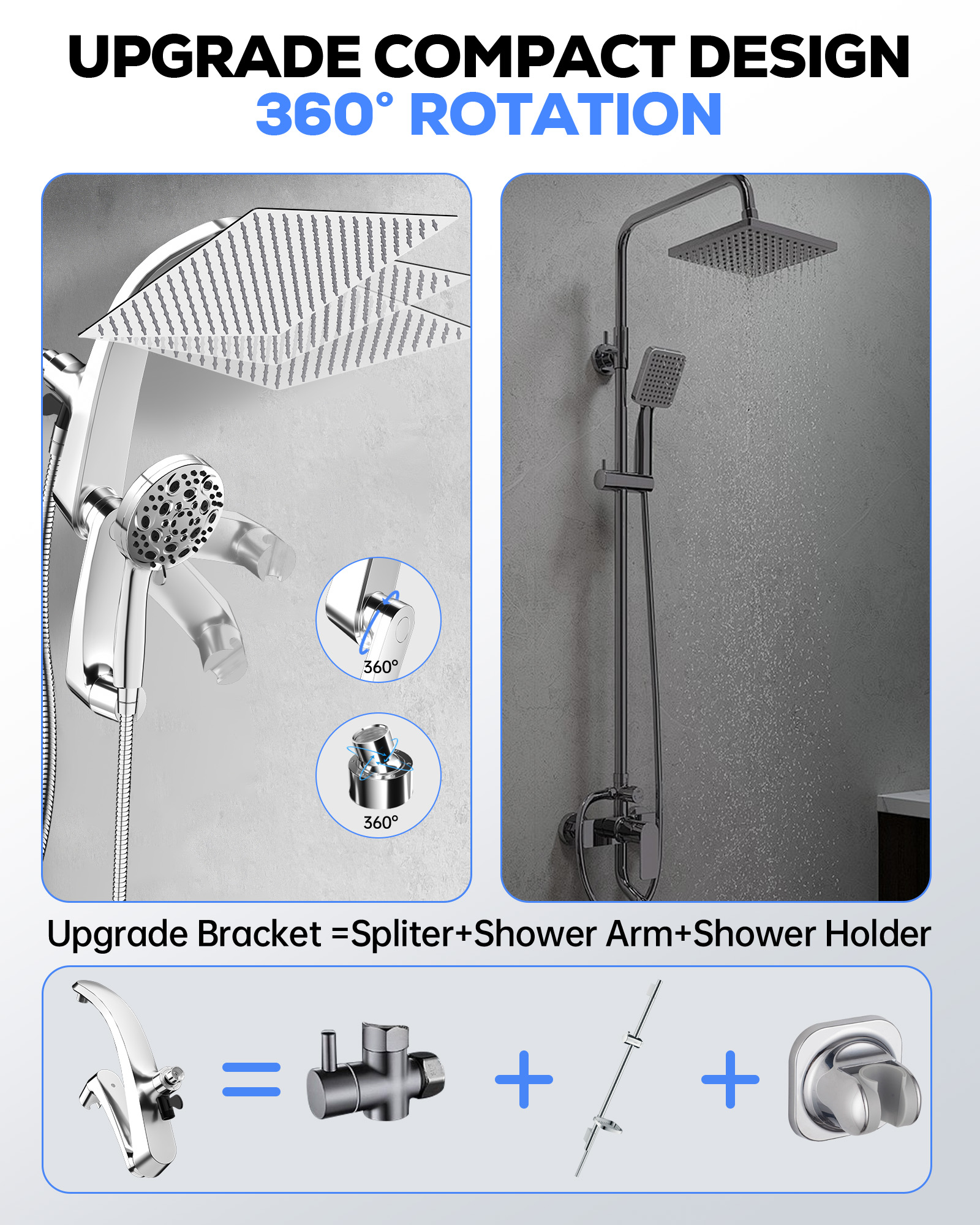 HODVIT High Pressure Rainfall Showerhead Combo with Handheld photo 4