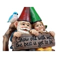 thumbnail image 2 of Ebros Whimsical Mr & Mrs Gnome Sitting On Rustic Chair With Blue Bird Statue Grow Old With Me Guest Greeter Patio, 2 of 5