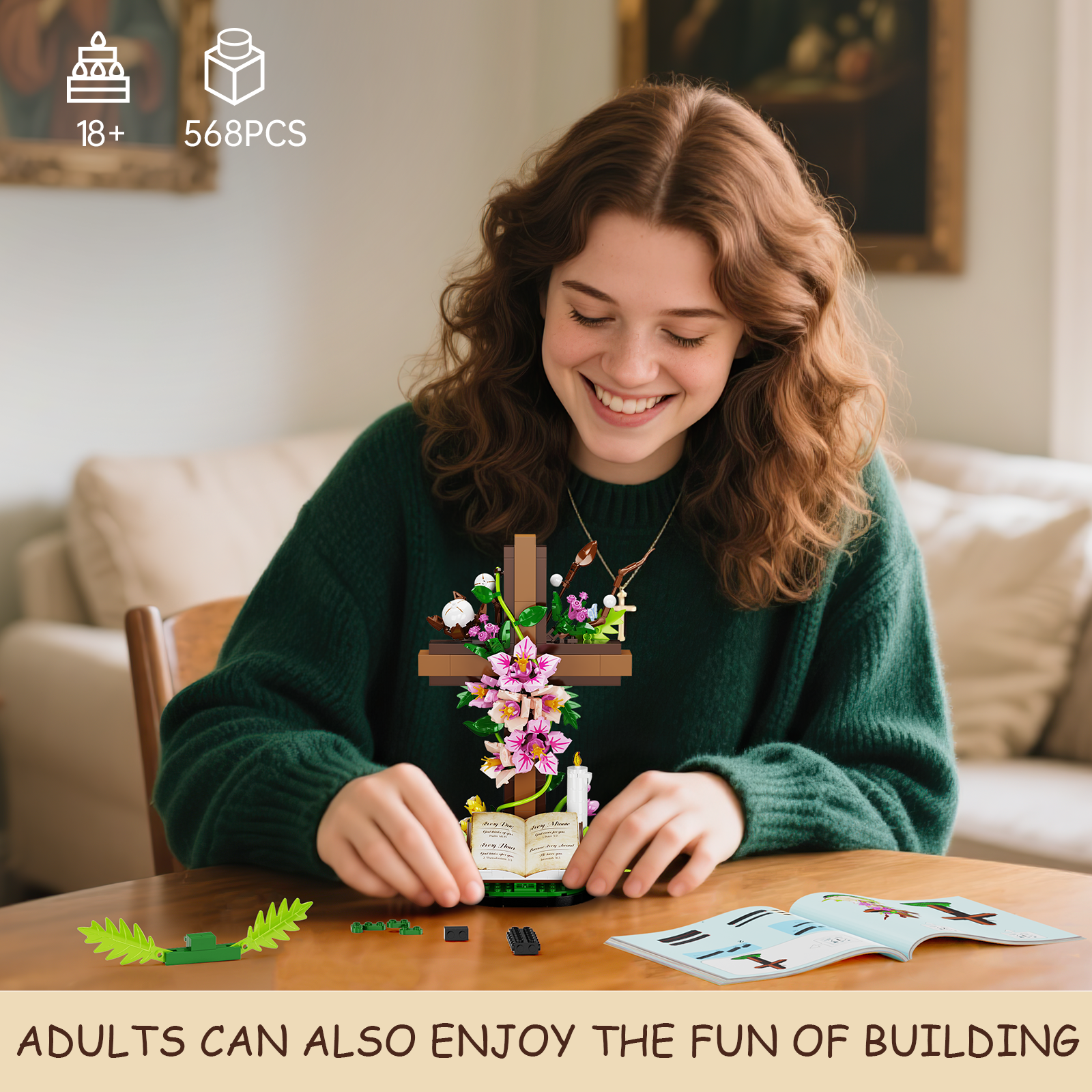 BuildingBoat Jesus Series Cross Flower Building Block Set photo 2