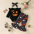 thumbnail image 2 of Mercatoo Toddler Baby Halloween Clothes Long Sleeve Romper Shirt Pumpkin Pattern Pants 3Pcs Set Baby Fall Winter Outfit, 2 of 9