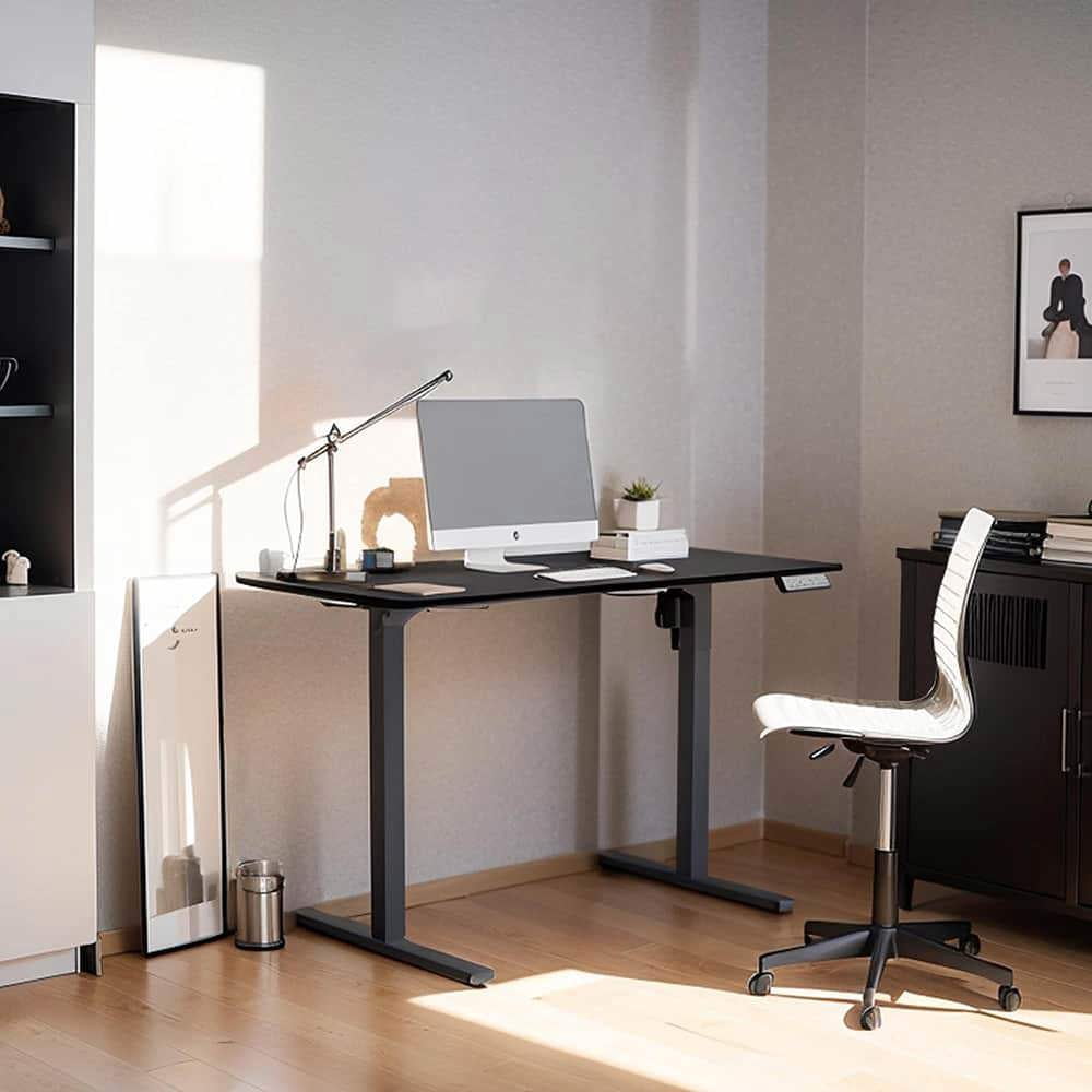YYAo Standing Desk, Sit Stand Up Desk,Adjustable Height Desk Home Office Computer Workstation Sit Stand up Desk (Black Frame + Black Top)