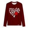 thumbnail image 4 of hxobax Heart Cute Basic Tees Womens Casual Crewneck Long Sleeve Tops Fall Tunic Dog Paw Shirt Blouse, 4 of 5
