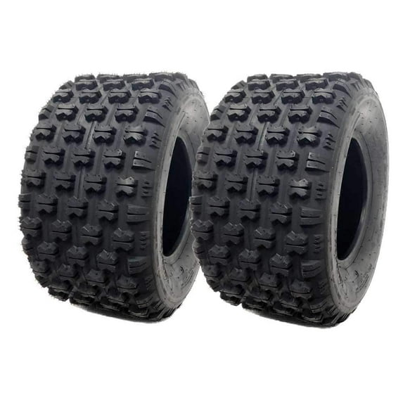 SET OF TWO: ATV UTV Tubeless Tire 20x10-9 (250/55-9) - Split Knobby Tread for lower cc'd to mid-size ATVs or horse powered motors (P314