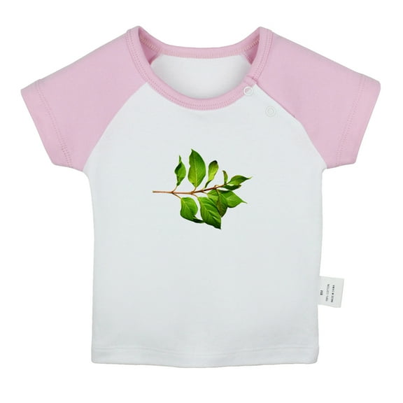 Nature Pattern Green Leaf T shirt For Baby, Newborn Babies T-shirts, Infant Tops, 0-24M Kids Graphic Tees Clothing (Short Pink Raglan T-shirt, 0-6 Months)