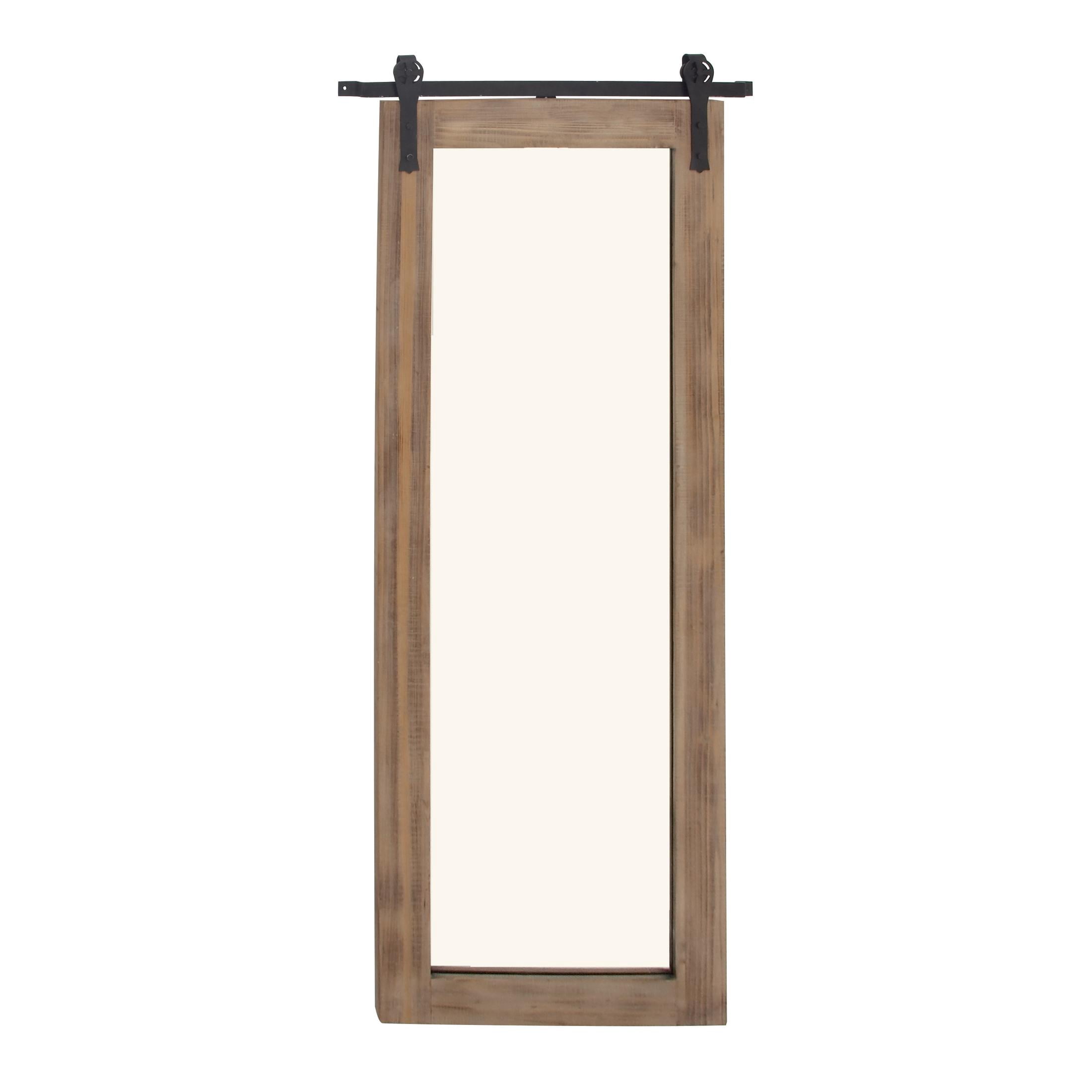 DecMode 34" x 71" Brown Wall Mirror with Black Metal Hanging Rod