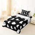thumbnail image 5 of Homewish Simple Halloween Ghost Twin Sheets,Silhouette Pattern Bedding,Black White,3 Pieces,1 Fitted Sheet and 1 Pillowcase, 5 of 6