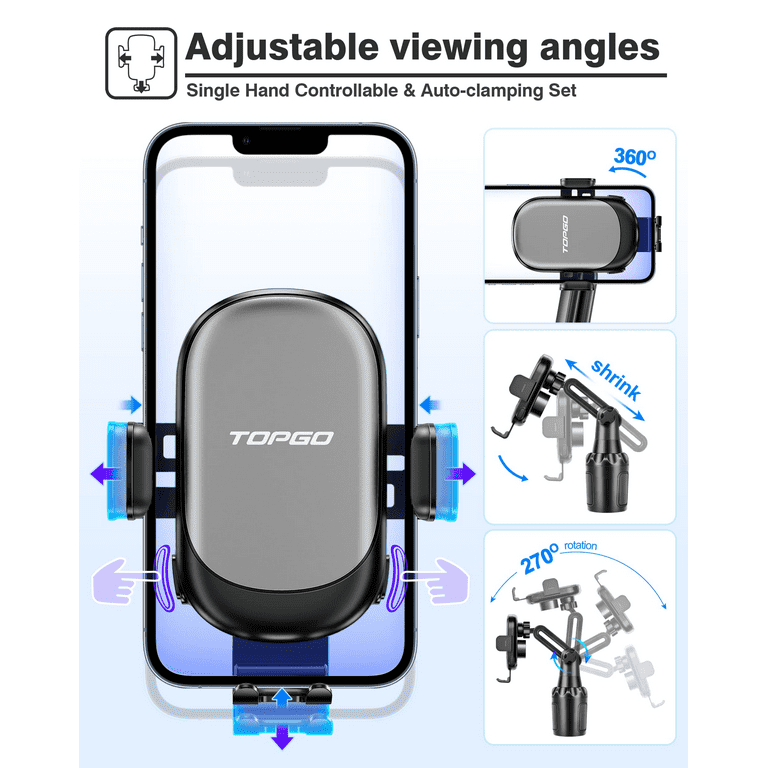  [Upgraded] TOPGO Cup Holder Phone Mount Wireless Charger,Universal  Cell Phone Holder Car Charger Wireless-Charger-Cup-Phone-Holder Fast  Charging for iPhone11/11 Pro/11 Pro Max, Samsung Galaxy Black : Cell Phones  & Accessories